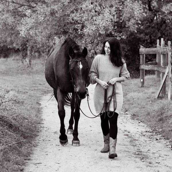 Spaziergang mit Pferd